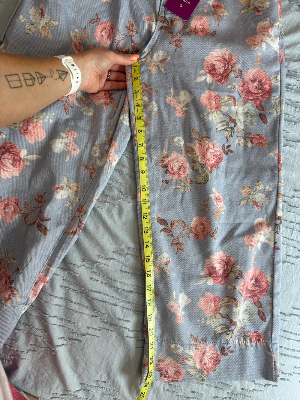 Floral Wide-Leg Crop Pants - Light Blue - Picture 15 of 15